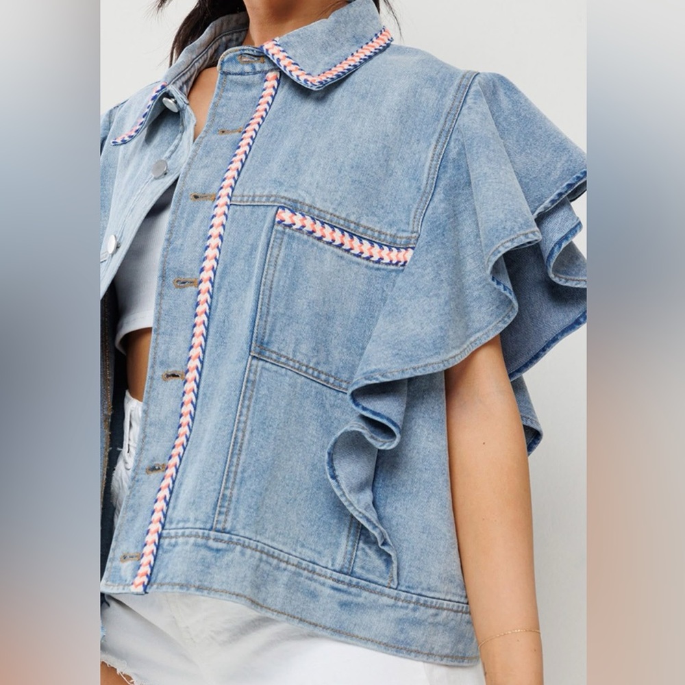 New Ces Femme Ruffled Denim Vest - Boutique